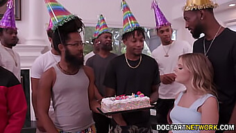 Coco Lovelock Receives 11 Black Cocks For A Birthday Cumming Surprise