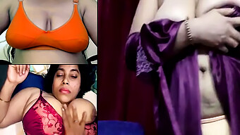 Une Séductrice Indienne Aux Gros Seins Et Aux Mamelons Durs En Sari