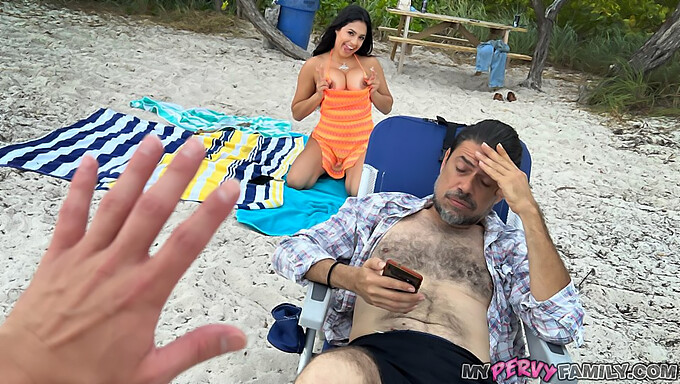 Serena Santos lets her stepbrother have sex with her on a public beach to relieve her boredom