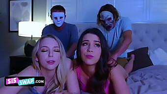 Two Lustful Stepbrothers Trick Their Stepsisters With Masks For Intense Anal And Vaginal Action