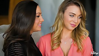 Abigail Mac and Zoey Taylor's lesbian party with kissing and small tits