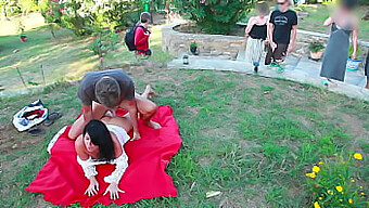 Outdoor Adventure: Couple Engages In Public Sex On A Meadow, Ending With Creampie And Facial