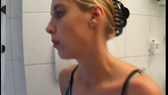 Blonde European Beauty Pleasures Herself In The Bathroom