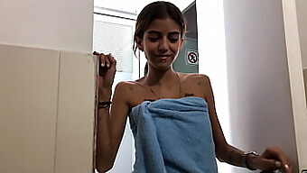 Young Stepsister Receives Cum After Catching Me Masturbating In The Bathroom