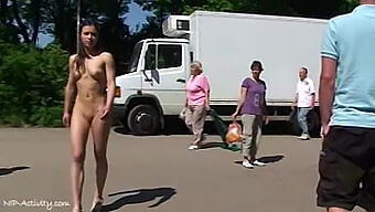 A Charming German Lass Bares All In The Open Streets During The Month Of July