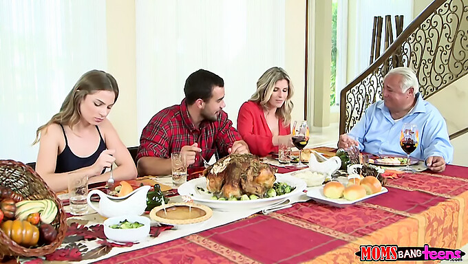 Family Thanksgiving turns naughty with stepmom and teen sex