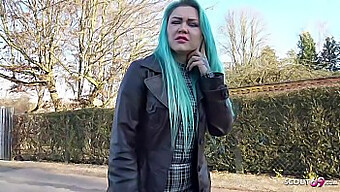 German Teen With Green Hair Engages In Real Pick-Up Casting For Money