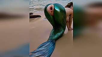 A Stranger Intensely Penetrated A Mermaid On The Beach, Causing Her Delicate Anus To Widen And Gape Outdoors